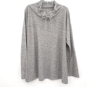 T by Talbots‎ cowl neck athleisure top Plus Size 2X grey long sleeve 100% cotton